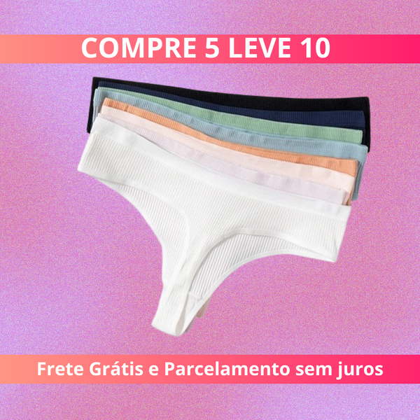 Calcinhas Fio Canelada 100% Algodão (COMPRE 5 LEVE 10)